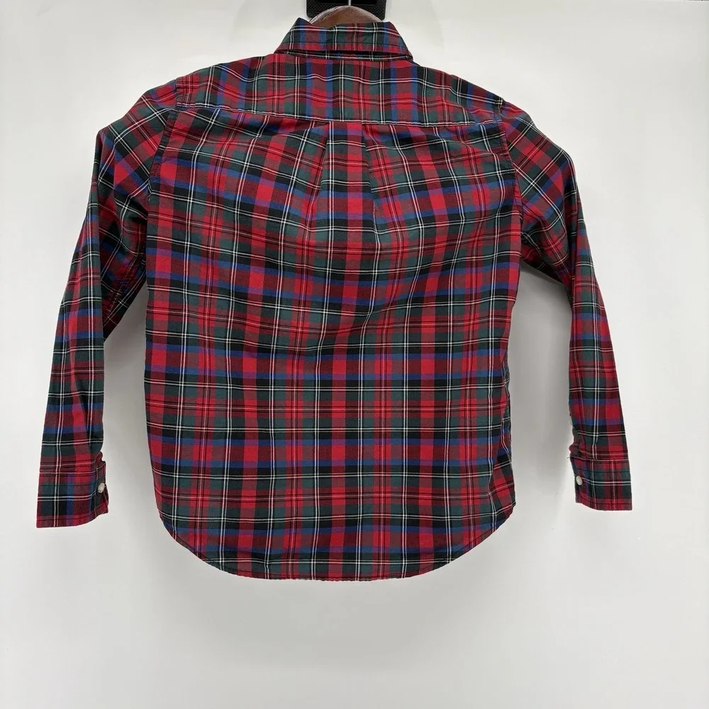 Ralph Lauren Boys Multicolor‎ Red Plaid Button Down Shirt Size 7